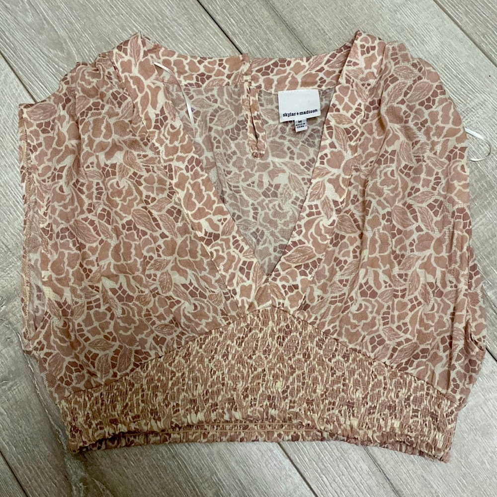 Deep V Pink printed crop top